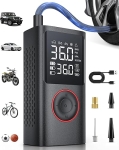Tire Inflator Portable Air Compressor, 150 PSI Cordless Bike Pump, Air Pump for Auto, Motorcycle, Bicycle, Balls with Pressure Gauge, LED Light & Car Accessories, Black, Standard Capacity @ $9.96