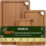 Bamboo Cutting Board for Kitchen, 3-Piece Set with Juice Grooves, Side Handles & Non-Slip Mats – Durable Bamboo Chopping Board for Meat, Vegetables and Fruits @ $14.99