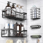 EUDELE Adhesive Shower Caddy, 5 Pack Rustproof Stainless Steel Bath Organizers With Large Capacity, No Drilling Shelves for Bathroom Storage & Home Decor @ $9.99