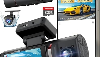 3 Channel 4K WiFi Dash Cam, 4K+1080P+1080P Front Inside and Rear, Triple Dash Camera with 32GB Card, APP Control, G-Sensor, 24 Hours Parking Mode, Loop Recording, Night Vision @ $40.99