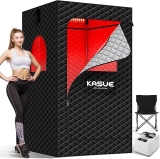 KASUE Portable Steam Sauna Tent for Home, Infrared Sauna with 3L Steamer, 9 Temp Levels & 99 Min Timer, 5-Layer Waterproof Insulated, Folding Chair Included, Indoor Spa (Light Black) @ $89.99