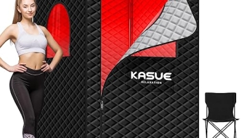 KASUE Portable Steam Sauna Tent for Home, Infrared Sauna with 3L Steamer, 9 Temp Levels & 99 Min Timer, 5-Layer Waterproof Insulated, Folding Chair Included, Indoor Spa (Light Black) @ $89.99