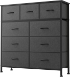 DUMOS 9 Drawer Dresser, Fabric Storage Organizer with Sturdy Metal Frame and Wooden Top, Modern Chest of Drawers for Bedroom Closet Entryway,Grey @ $38.98