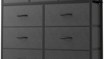 DUMOS 9 Drawer Dresser, Fabric Storage Organizer with Sturdy Metal Frame and Wooden Top, Modern Chest of Drawers for Bedroom Closet Entryway,Grey @ $38.98