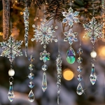 32pcs Christmas Decoration Crystal Ornaments – Iridescent Christmas Tree Ornaments Acrylic Snowflakes Drop Icicle Pendants Hanging Ornaments for Xmas Tree Winter Holiday Frozen Party Decorations @ $9.99