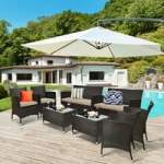 8-Piece Costway Rattan Patio Cushioned Sofa Furniture Set (Brown) @ $349.99