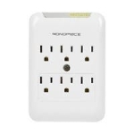 Monoprice 6 Outlet Power Surge Protector Slim Wall Tap 540 Joules @ $7.64