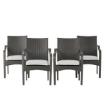 Noble House Set of 4 Wicker Stacking Chairs with Cushions @ $84.89