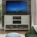 Twin Star Coastal TV Stand for TVs up to 60 Inch with Louvered Doors (Fairfax Oak) @ $79.88