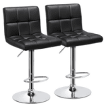 Set of 2 Easyfashion Modern Adjustable Faux Leather Swivel Bar Stool (Black) @ $79.98
