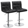 Set of 2 Easyfashion Modern Adjustable Faux Leather Swivel Bar Stool (Black) @ $79.98