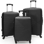 3-Piece Hardside Luggage Set with Spinner Wheels (Black)