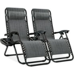 Best Choice Products Set of 2 Zero Gravity Lounge Chair Recliners for Patio, Pool w/ Cup Holder Tray – Gray @ $79.99
