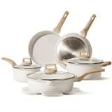 Carote Nonstick Cookware Sets, 12 Pcs Granite Non Stick Pots and Pans Set, Induction Cookware, White @ $64.99