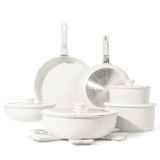Carote Nonstick Cookware Sets, 17 Pcs Granite Non Stick Pots and Pans Set with Removable Handle @