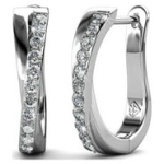 Cate & Chloe Amaya 18k White Gold Plated Hoop Earrings with Swarovski Crystals Gift for Women @ $17.99