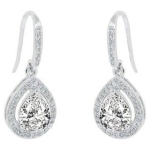 Cate & Chloe Isabel 18k White Gold Plated Silver Crystal Earrings | Women’s Drop Dangle Teardrop Earrings @