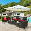 8-Piece Costway Rattan Patio Furniture Set (Red/Turquoise) @ $339.99