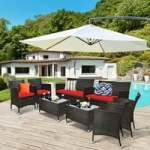 8-Piece Costway Rattan Patio Furniture Set (Red/Turquoise) @ $339.99