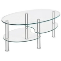 Costway Tempered Glass Oval Side Coffee Table Shelf Chrome Base Living Room Clear (35.50 x 20.00 x 18.00 Inches, Oval) @ $55.99