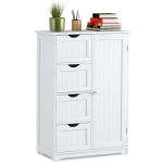 Costway Wooden 4 Drawer Bathroom Free Standing Cabinet Storage Cupboard with 2 Shelves (White) @ $89.99
