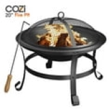 Cozi 20″ Wood Burning Fire Pit with Iron Net and Cover Lid for Backyard and Camping