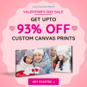 Easy Canvas Prints Valentine’s Day Sale: Up to 93% Off Canvas Prints (8X8 for $5.20 + Shipping) + Unlimited 16×20 Custom Canvas Prints for $14.99 + Shipping @
