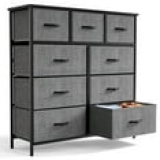 Yangming 9 Drawer Fabric Dresser for Bedroom, Grey