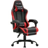 GTRACING GTWD-200 Gaming Chair with Footrest, Height Adjustable Office Swivel Recliner, Red @
