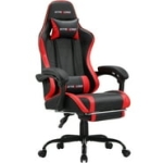 GTRACING GTWD-200 Gaming Chair with Footrest, Height Adjustable Office Swivel Recliner, Red @