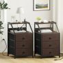 Set of 2 GUNAITO Nightstand with Charing Station & USB Ports End Table for Bedroom Living Room (Rustic Brown) @ $89.99