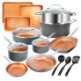 Gotham Steel Pots and Pans Set 20 Piece Cookware Set with Nonstick Ceramic Copper Coating @ $99.95