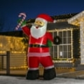 HOMCOM 8ft Christmas Inflatable Santa Claus with Candy Cane, Outdoor Blow-Up Yard Decoration with LED Lights