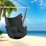 Segmart Hanging Rope Swing Hammock Chair with Metal Support Bar, Support up 330 lbs (Gray) @ $29.99