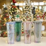 4-Pack Mainstays Holiday Time Christmas 26oz DW Tumbler with Figural Straw (Multi Color) @ $13.31