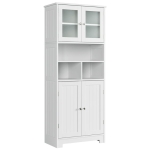 Homfa Kitchen Hutch Linen Cabinet, 58” Tall Bathroom Cabinet with Doors and Shelves @ $109.99