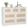 Homfa FPB-220 White 7 Drawer Double Rattan Dresser for Bedroom @ $175.99
