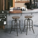 Set of 2 Homy Casa Adjustable Height Swivel Wood Style Round Bar Stool (Walnut) @ $59.99