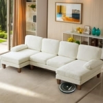Ktaxon 111″ Chenille U-Shaped Sectional Sofa (Off White)