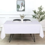 LUSHVIDA Rectangle Stain and Water Resistant Table Cover for Kitchen Dining Room (60×84 inch, White) @ $10.99