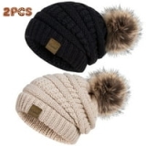 2-Pack Loritta Women’s Winter Beanie Hats with Pom Pom (2 Colors)»$9.99