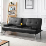 Give your living room a boost with this Modern Faux Leather Futon with Cupholders and Pillows for just $160 Shipped Free (Reg. $209) – 5 Colors Available! @ $160.00