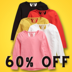 Today Only! Save 60% OFF on Softest Long-Sleeve Lattice-Back Tee for Girls as low as $4.99 (Reg. $9.99) + Style Picks for Boys, Men and Women! @ $4.99