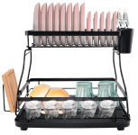 2-TIER DISH RACK W/ DRAIN BOARD AND UTENSIL HOLDER @ $14.99