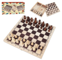 3-IN-1 WOODEN CHESS, CHECKER AND BACKGAMMON SET @ $11.99