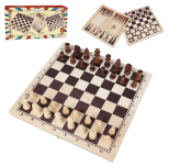 3-IN-1 WOODEN CHESS, CHECKER AND BACKGAMMON SET @ $11.99