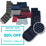 Today Only! Save 50% on Socks and Underwear for Men from $2.97 (Reg. $5.99) + For Girls, Boys and Women! @ $2.97