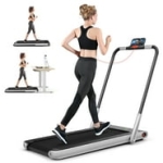 SuperFit 2.25HP 2-in-1 Folding Under Desk Treadmill W/Speaker Controller APP, Single Display Screen Silver @ $239.99