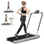 SuperFit 2.25HP 2-in-1 Folding Under Desk Treadmill W/Speaker Controller APP, Single Display Screen Silver @ $239.99