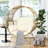 Wicker Round Egg Chair for Patio Living Room with 4 Cushions, Steel Frame (30.00 x 47.00 x 63.00 Inch, 330lbs Capacity) @ $209.99
